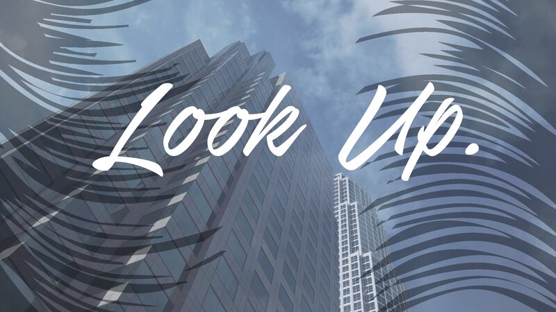 Skyscrapers in City — Blue, Dramatic, Digital Art