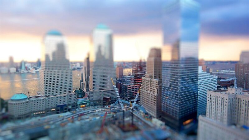 Skyscrapers in City — Blue, Dramatic, Sunset, Photograph