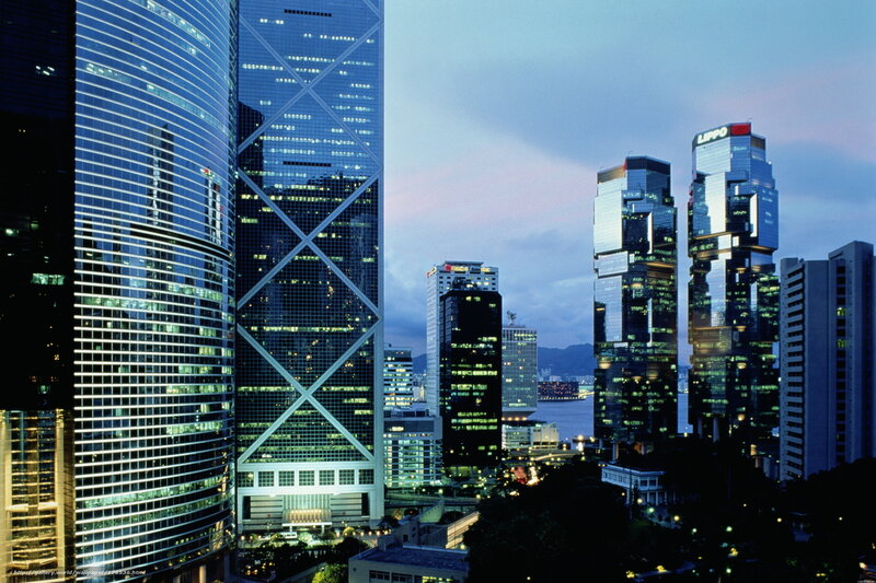 Skyscrapers in City — Blue, Dramatic, Sunset