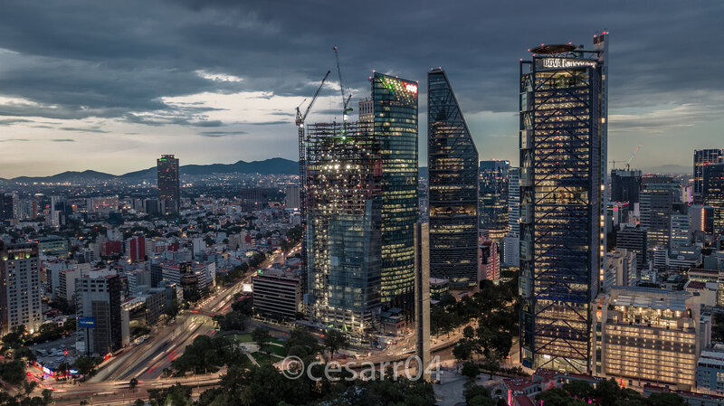 Skyscrapers in City — Gray, Dramatic, Night