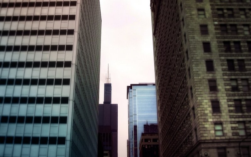 Skyscrapers in City — Gray, Urban, Photograph