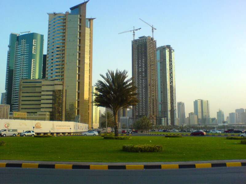 Skyscrapers in City — Green