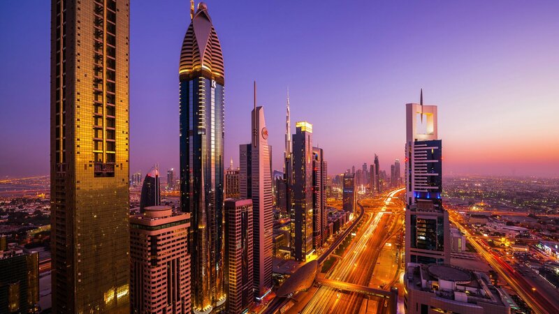 Skyscrapers in Dubai — Purple