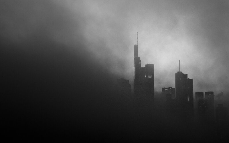 Skyscrapers in Fog — Black