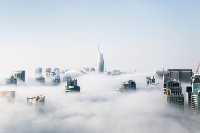 Skyscrapers in Fog — White