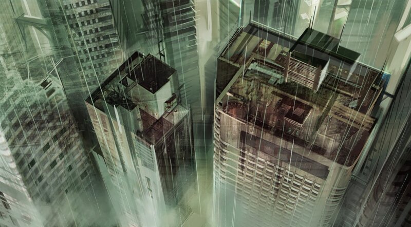 Skyscrapers in Rain