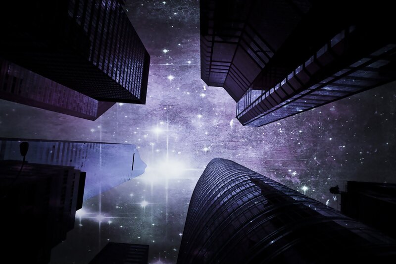Skyscrapers in Starry Sky
