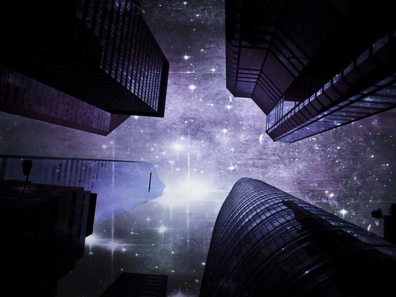 Skyscrapers under Stars