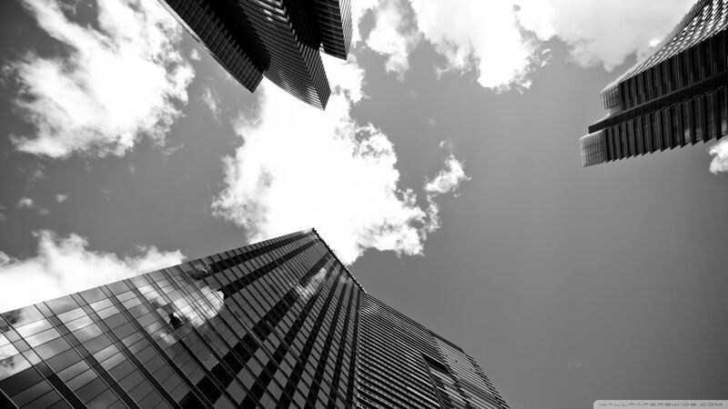 Skyscrapers Viewed from Below — Black, Dramatic, Photograph, Sky