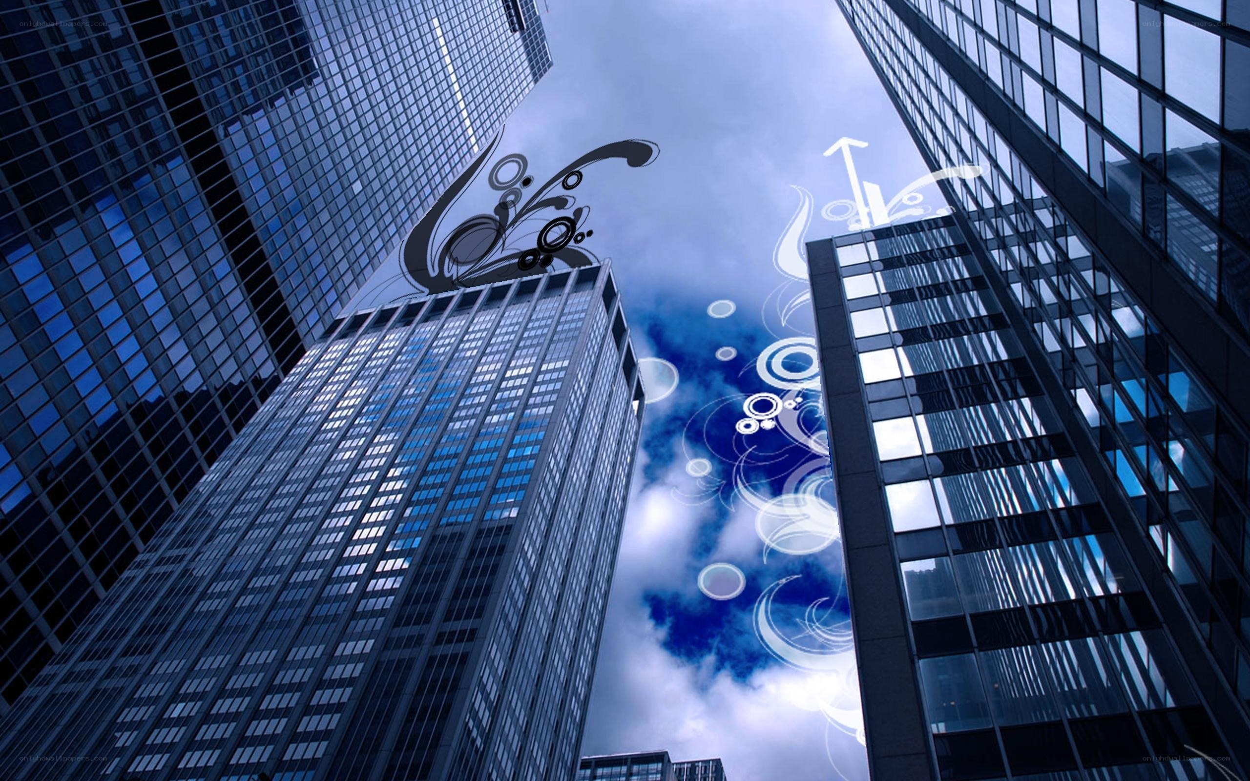 skyscrapers with digital art