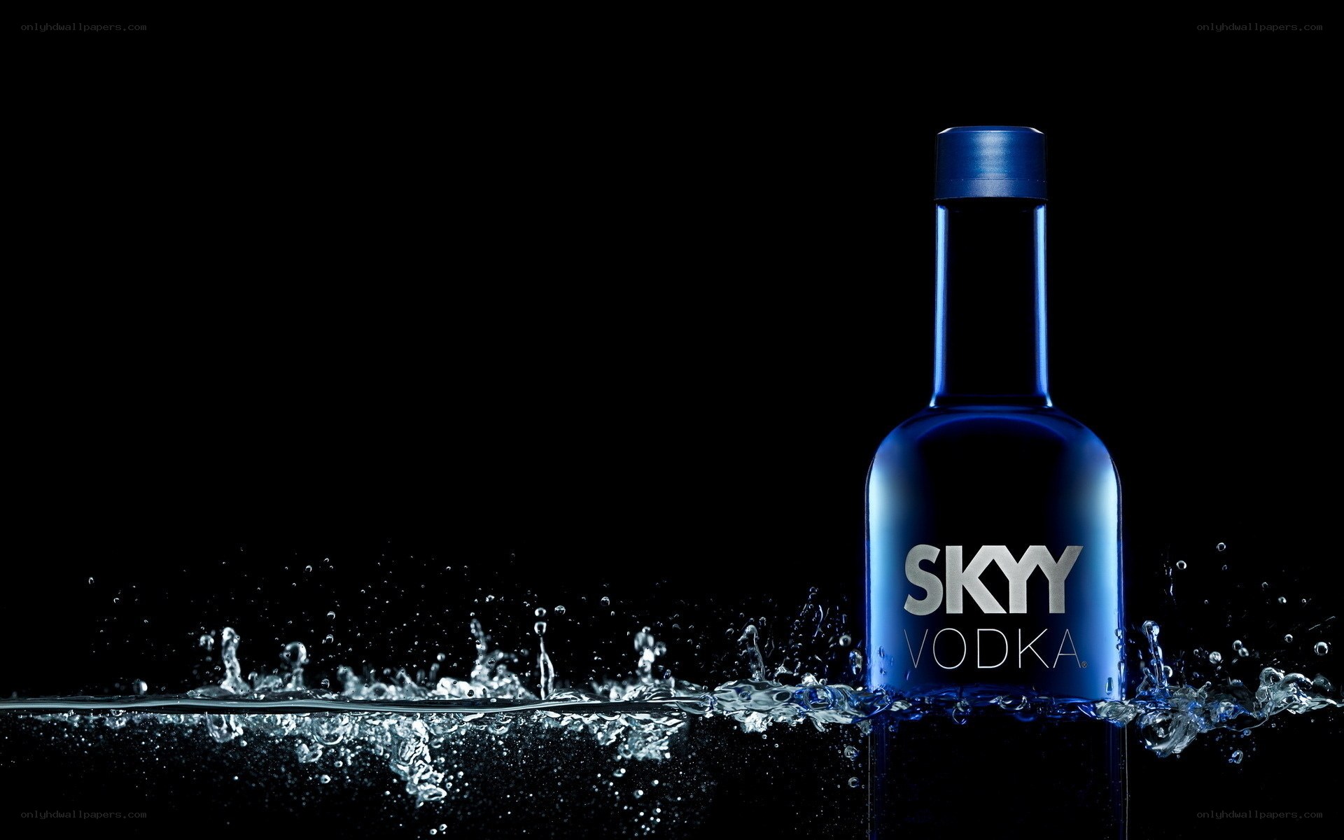 Skyy Vodka bottle in water