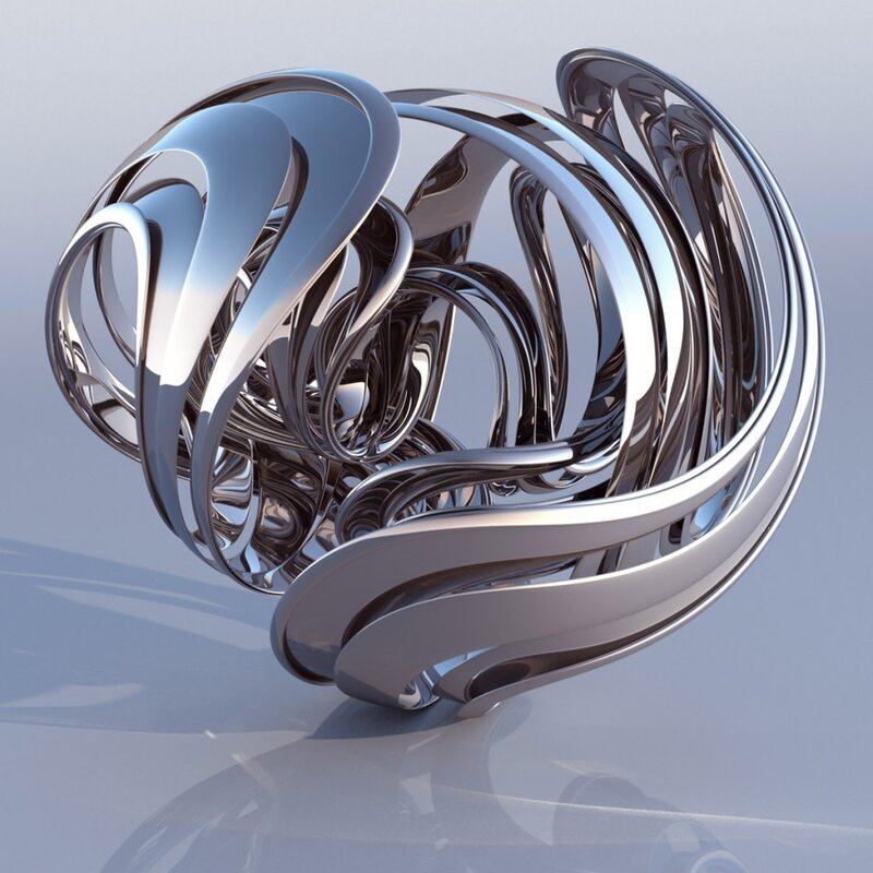 Sleek metallic sculpture