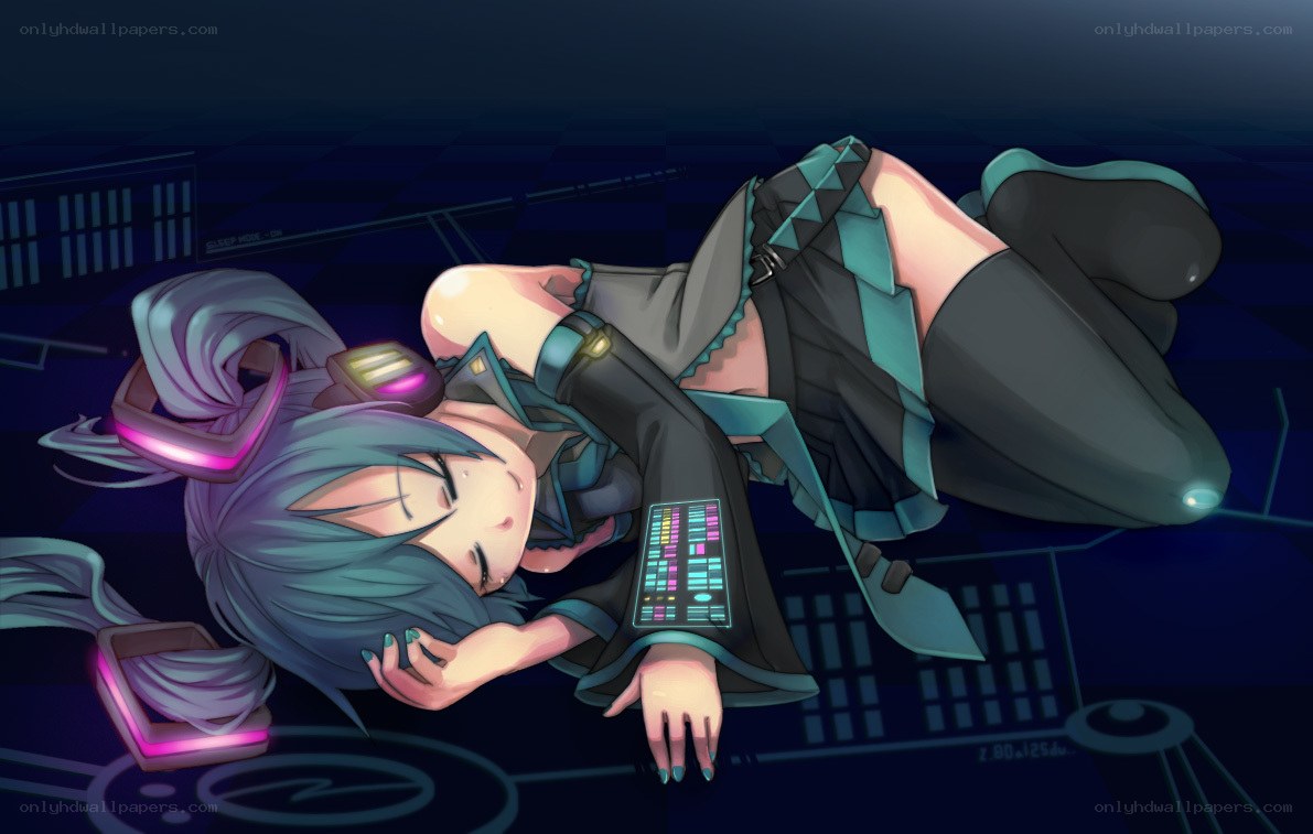 Sleeping anime character in tech room