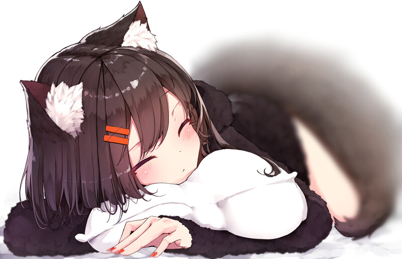 Sleeping Anime Girl — White, Peaceful