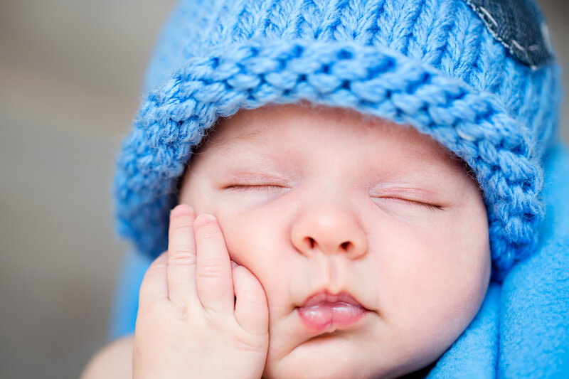 Sleeping Baby — Blue, Peaceful, Photograph