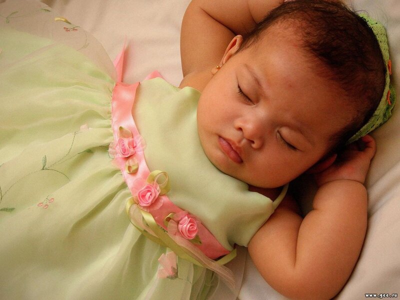 Sleeping Baby Girl — Green