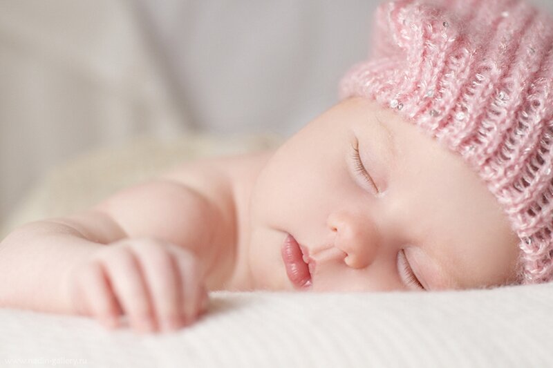 Sleeping Baby Girl — Pink, Serene, Photograph, Pink Hat