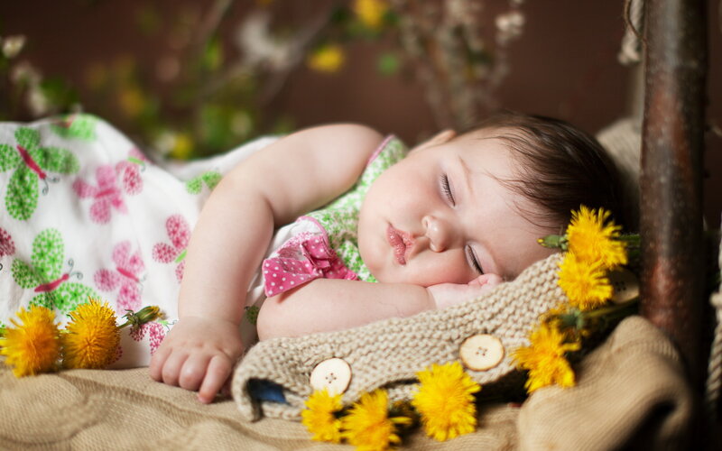 Sleeping Baby Girl — Yellow