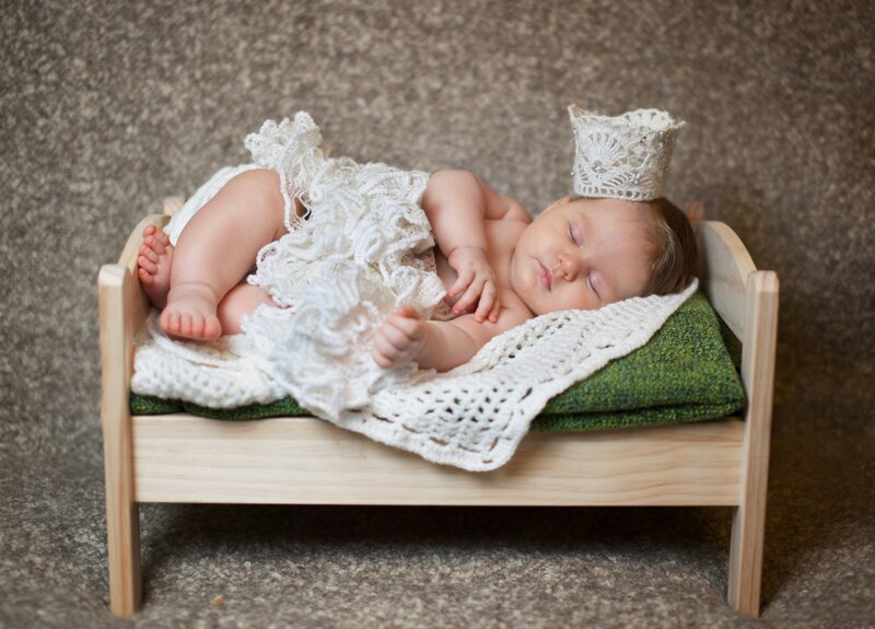 Sleeping Baby in Bed — White