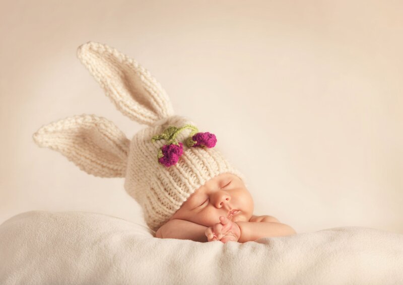 Sleeping Baby in Bunny Hat