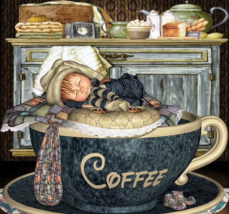 Sleeping Baby in Coffee Cup