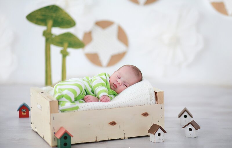 Sleeping Baby in Crate