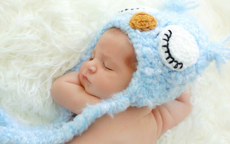 Sleeping Baby in Hat — Blue, Serene