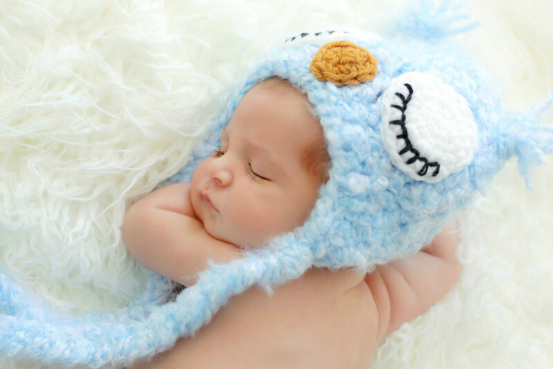 Sleeping Baby in Hat — Blue