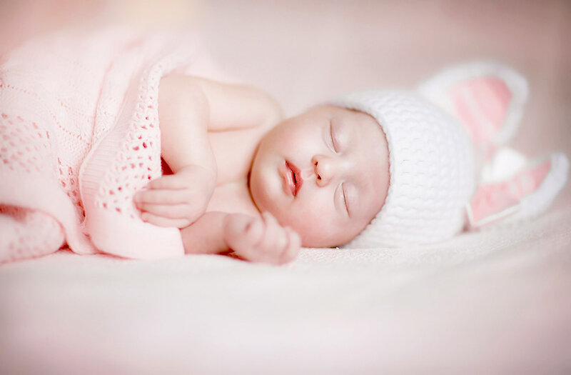 Sleeping Baby in Hat — Pink