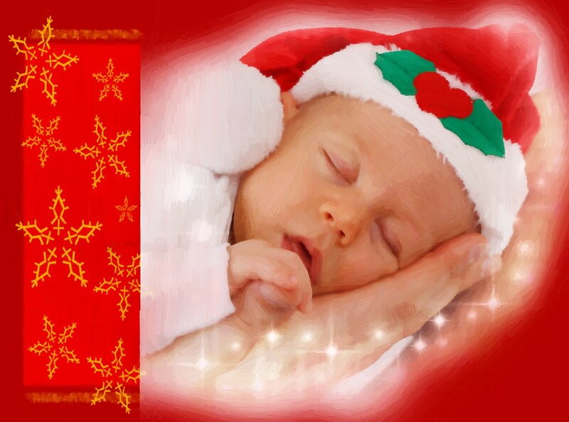 Sleeping Baby in Hat — Red, Peaceful