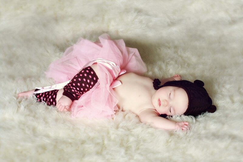 Sleeping baby in pink tutu