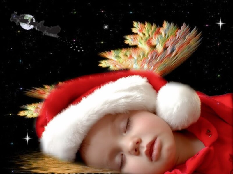 Sleeping Baby in Santa Hat — Red, Peaceful
