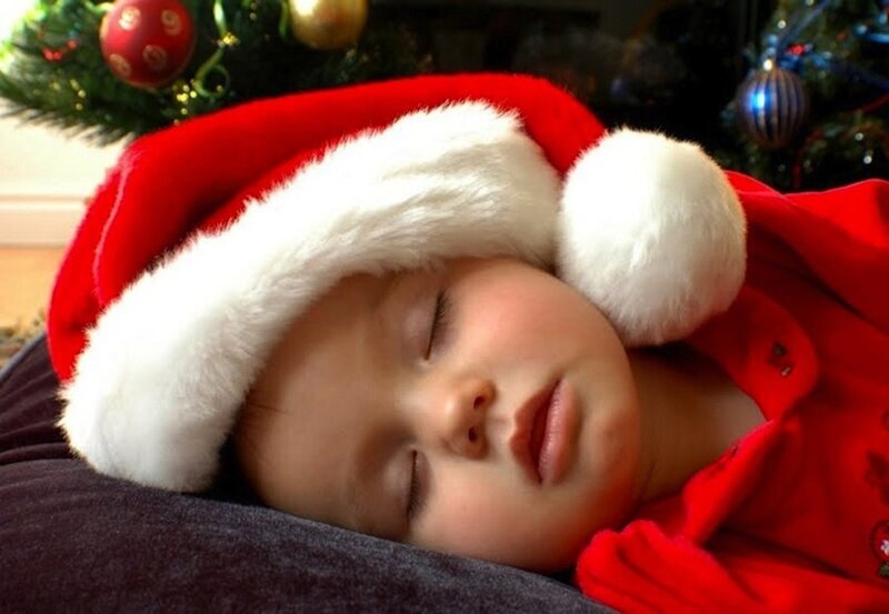 Sleeping Baby in Santa Hat — Red