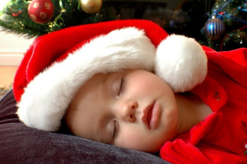 Sleeping Baby in Santa Hat