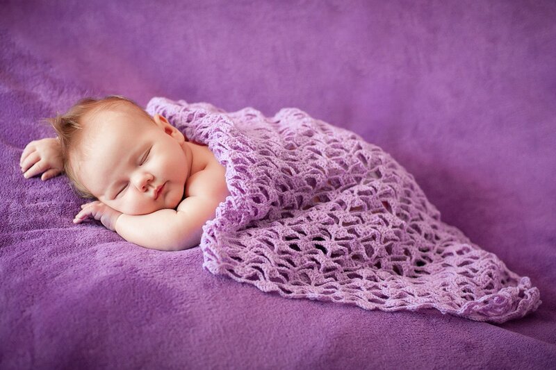 Sleeping Baby on Purple