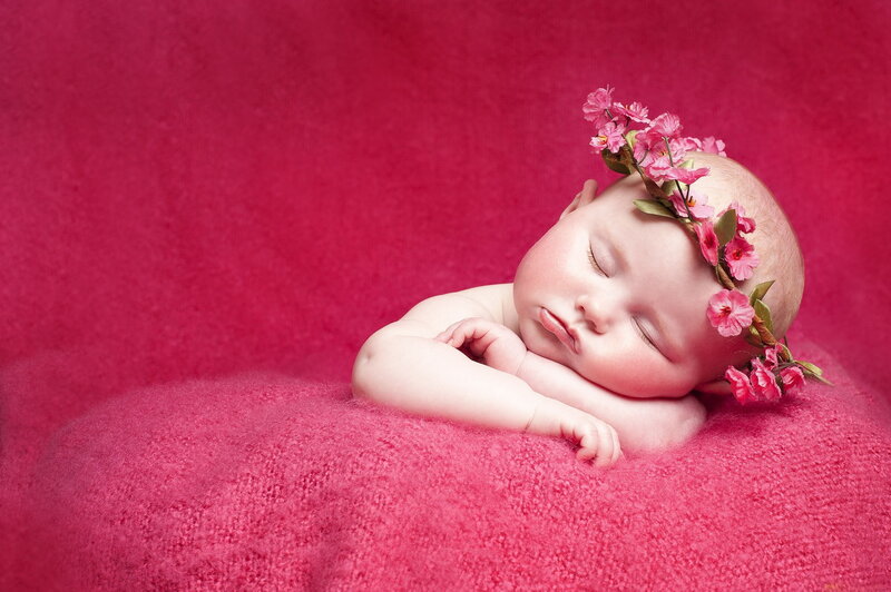 Sleeping Baby with Flower Crown