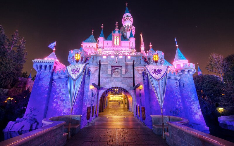 Sleeping Beauty Castle at night