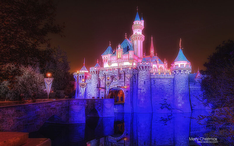 Sleeping Beauty Castle — Blue, Magical, Night, Photograph
