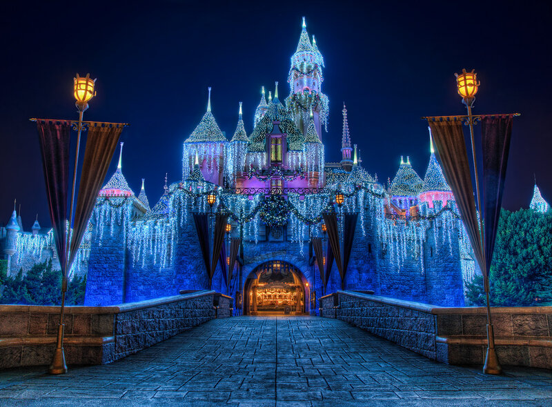 Sleeping Beauty Castle — Blue, Magical, Night