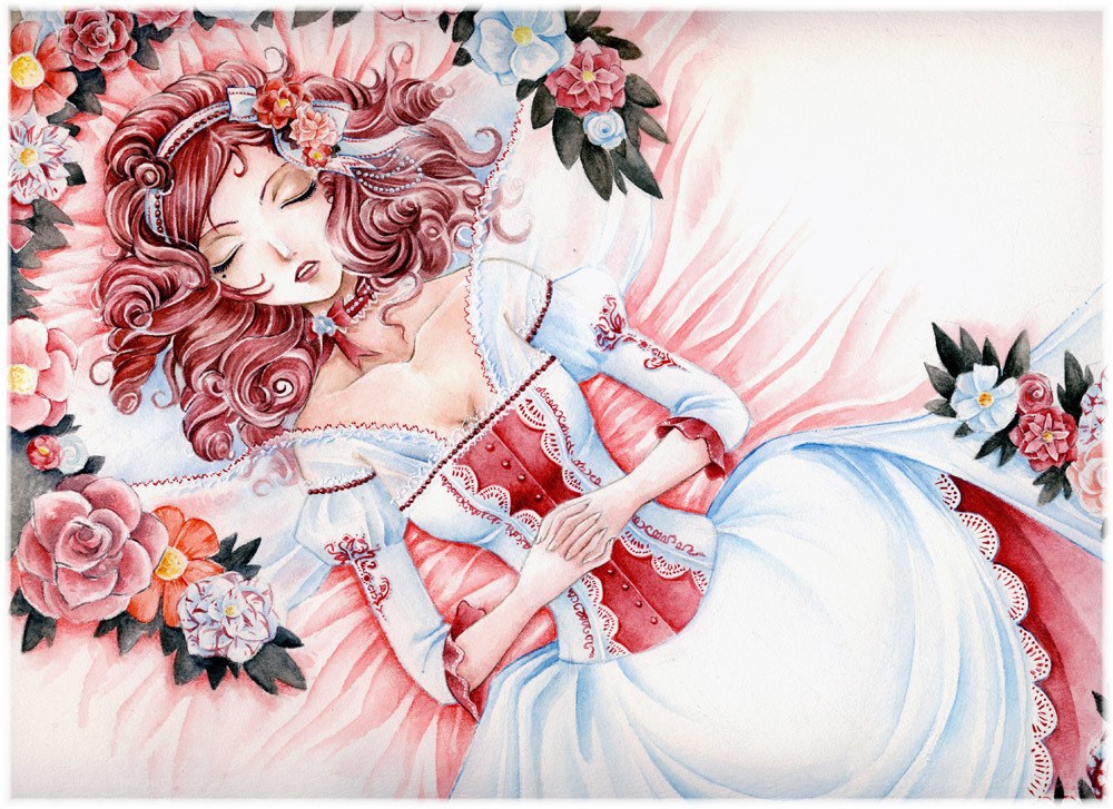 Sleeping beauty with flowers