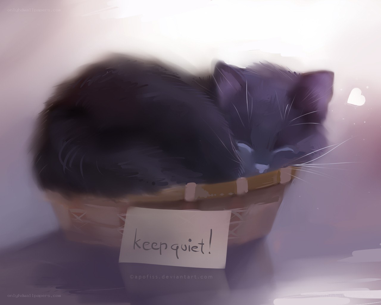 sleeping black cat in basket