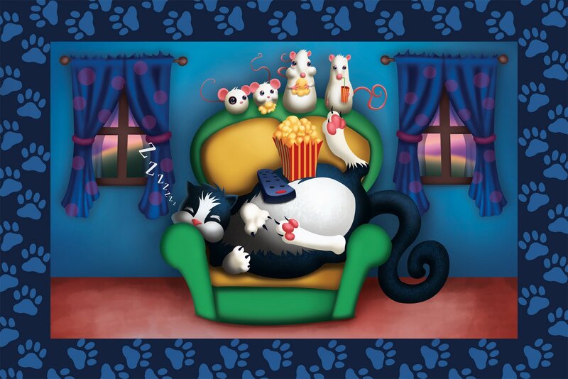 Sleeping Cat in Armchair