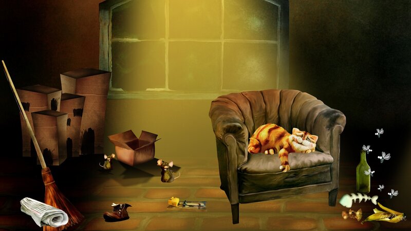 Sleeping Cat on Armchair