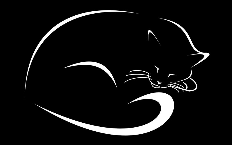 Sleeping Cat Silhouette — Black, Calm, Vector Art