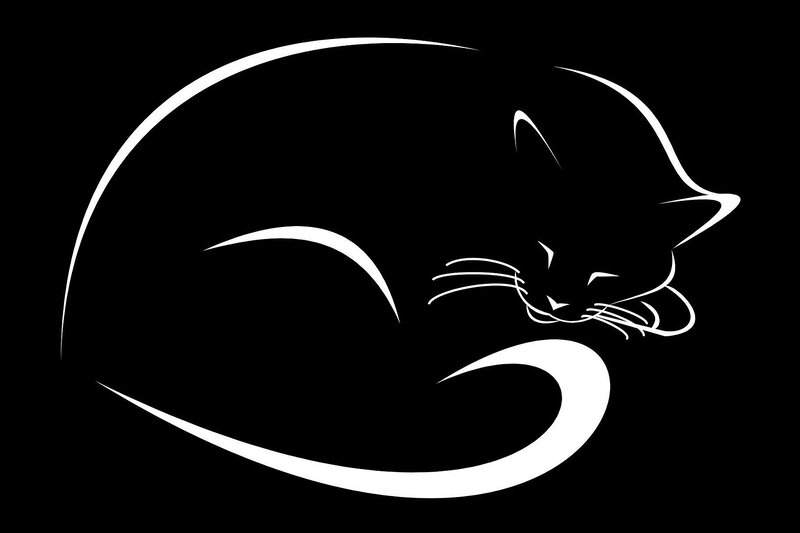 Sleeping Cat Silhouette — Black, Serene