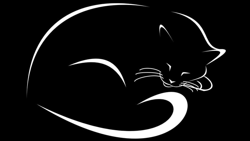 Sleeping Cat Silhouette — Black, Serene, Vector Art