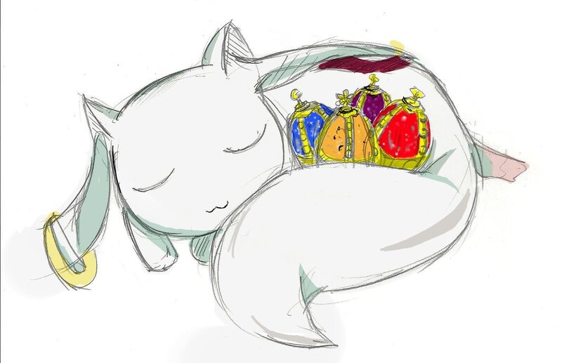 sleeping cat with crowns