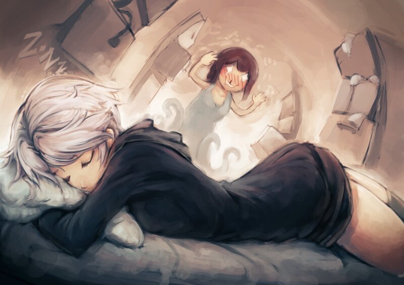 Sleeping character with dream
