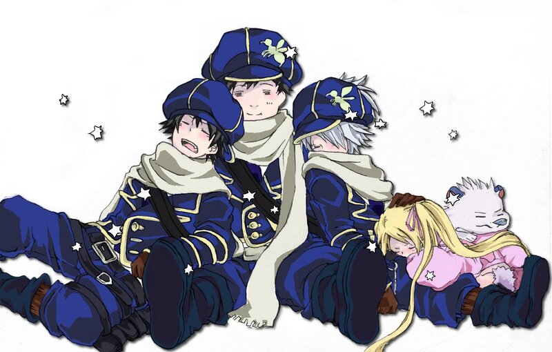 Sleeping characters in uniform