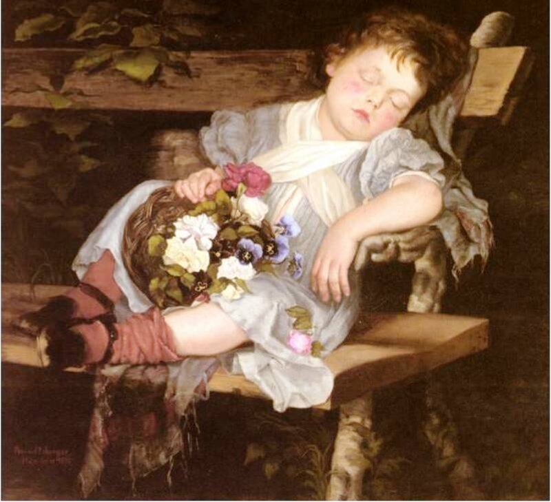 Sleeping Child with Flowers